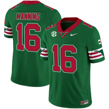Personalized TL Mexico SEC Patch Vapor Jersey - Green / Arch Manning Stitched