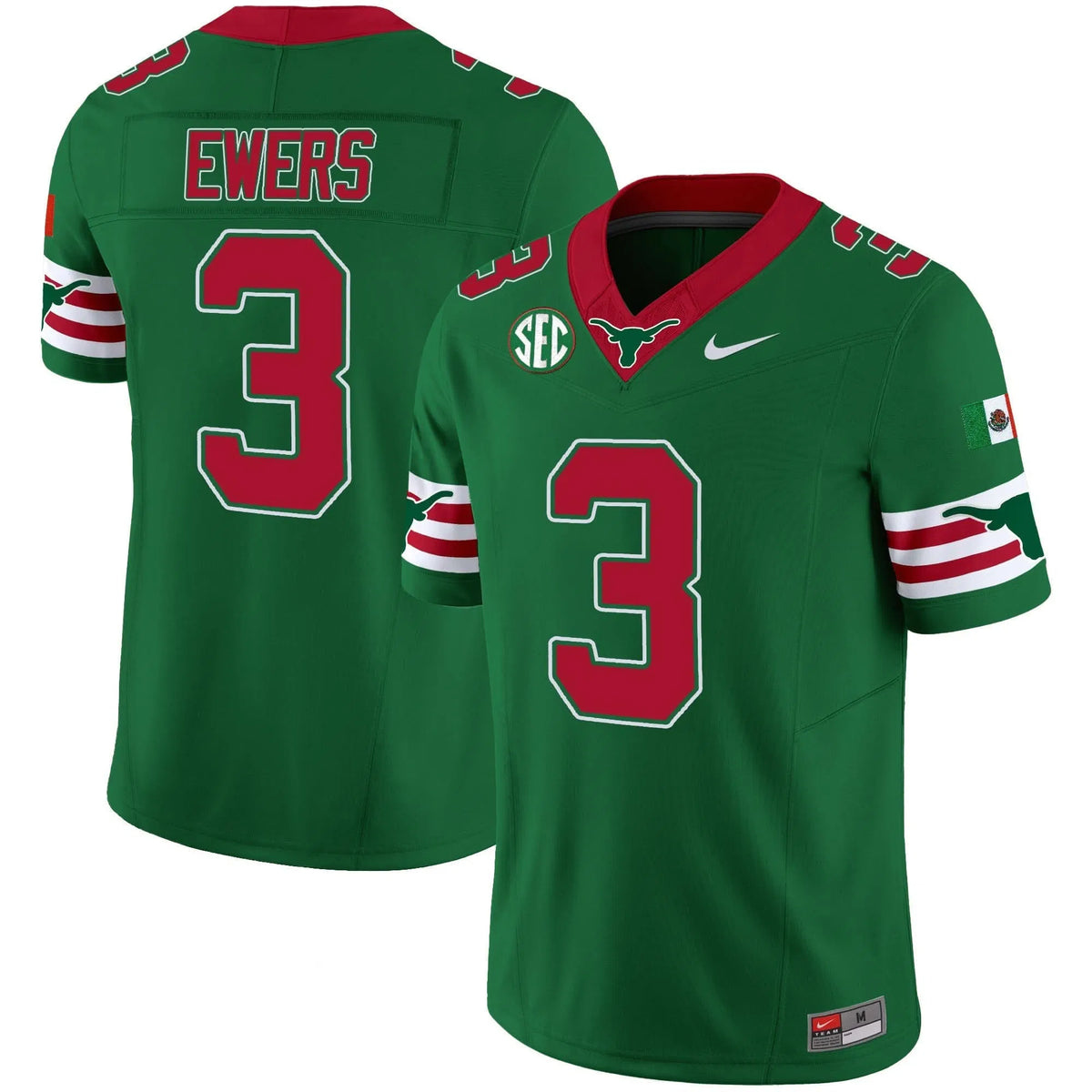 Personalized TL Mexico SEC Patch Vapor Jersey - Green / Quinn Ewers Stitched