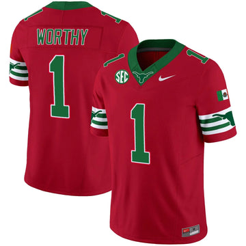 Personalized TL Mexico SEC Patch Vapor Jersey - Red / Xavier Worthy Stitched
