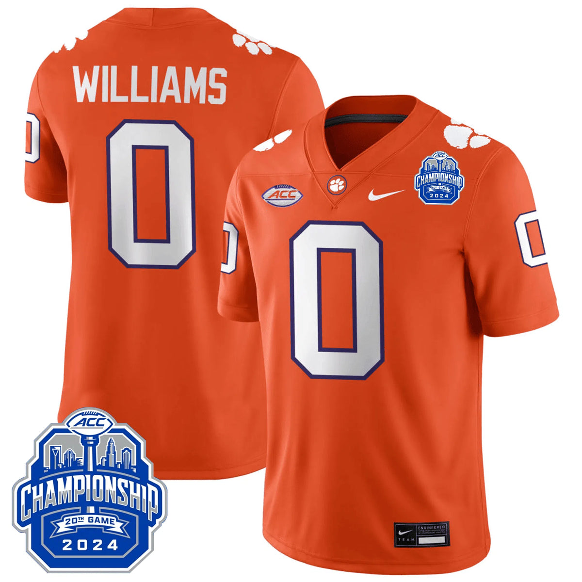 Personalized CT 24/25 Jersey - ACC Championship Patch - WILLIAMS - 0 / Orange Stitched