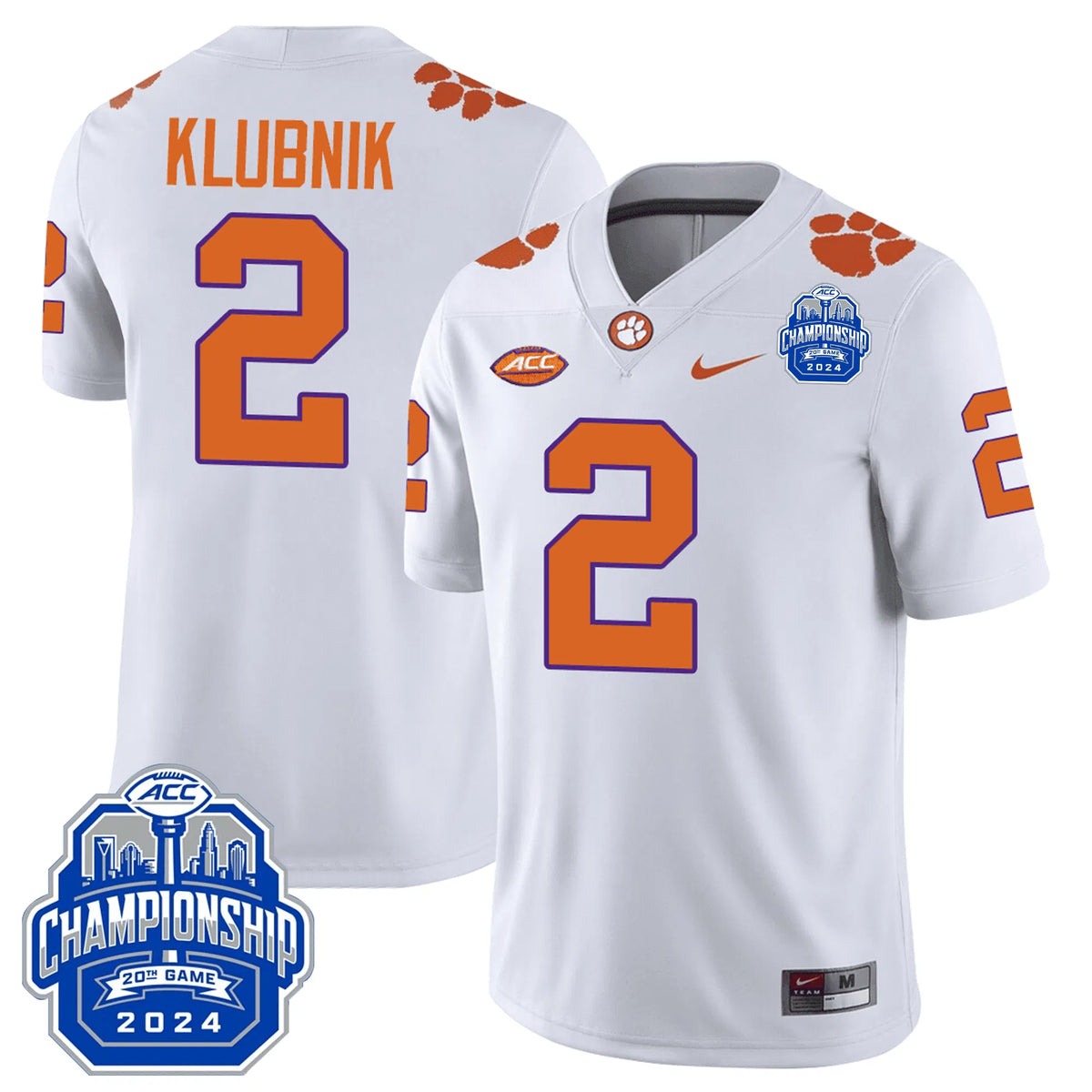 Personalized CT 24/25 Jersey - ACC Championship Patch - KLUBNIK - 2 / White Stitched