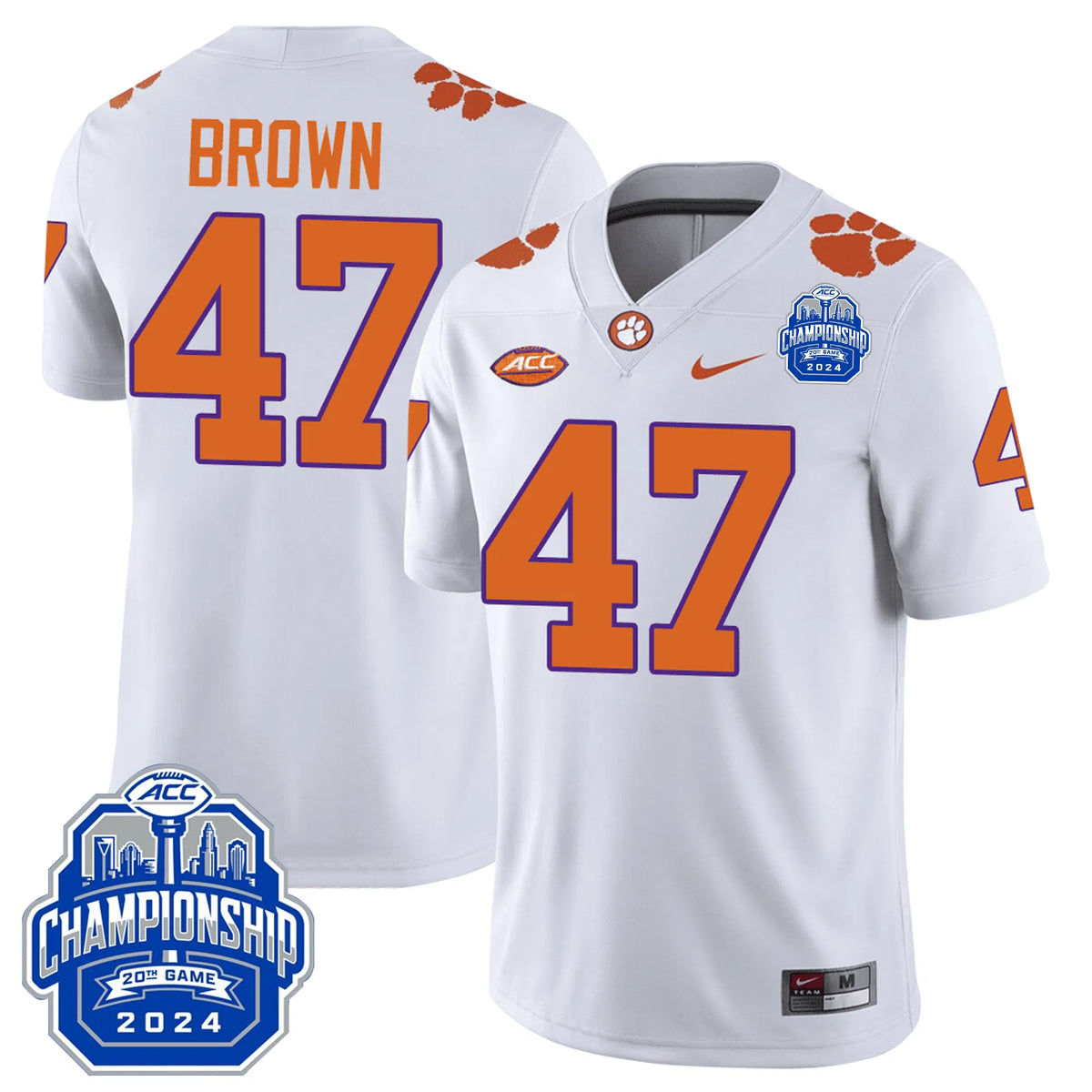 Personalized CT 24/25 Jersey - ACC Championship Patch - BROWN - 47 / White Stitched
