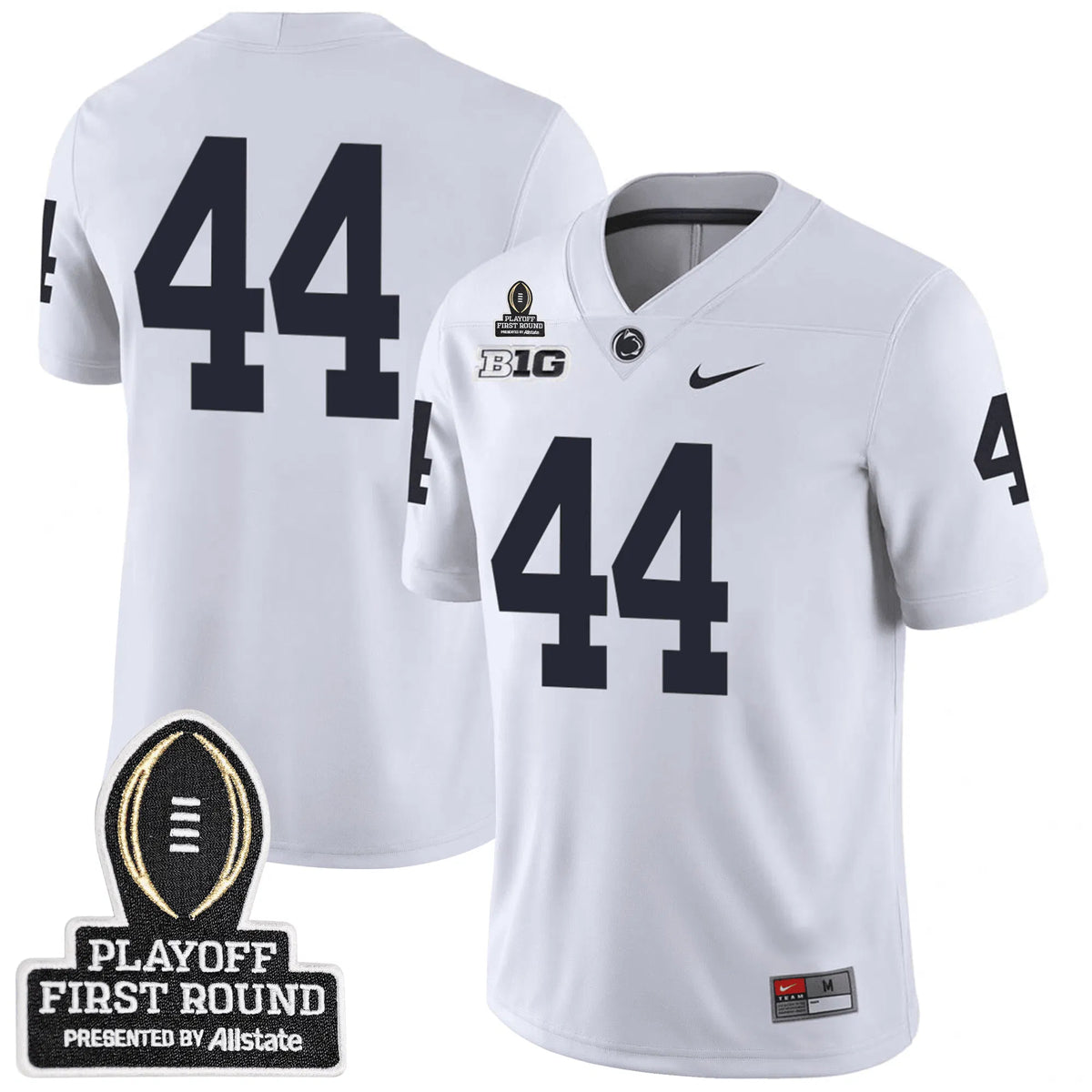 Personalized Penn State Football 24/25 Jersey - CFP First Round Patch - #44 / White Stitched