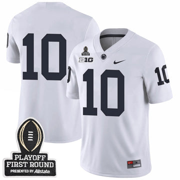 Personalized Penn State Football 24/25 Jersey - CFP First Round Patch - #10 / White Stitched