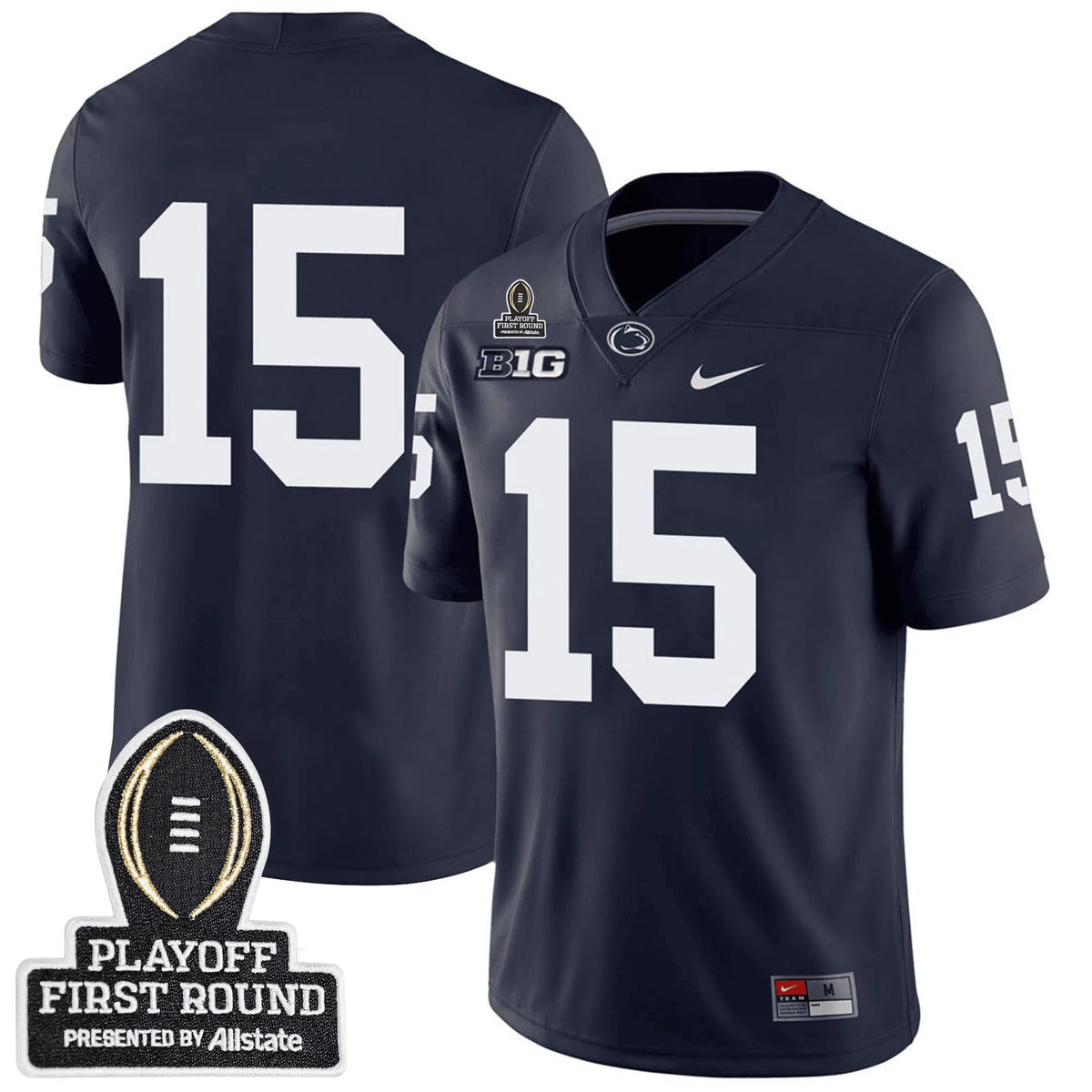 Personalized Penn State Football 24/25 Jersey - CFP First Round Patch - #15 / Navy Stitched