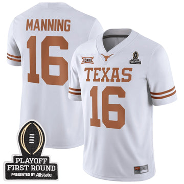 Personalized TL Football 24/25 Jersey - CFP First Round Patch - MANNING - 16 / White Stitched