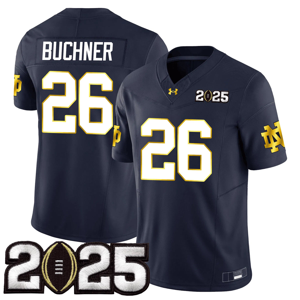 Personalized NDFI 24/25 Jersey - CFP Final Patch - BUNCHER - 26 / Navy Stitched