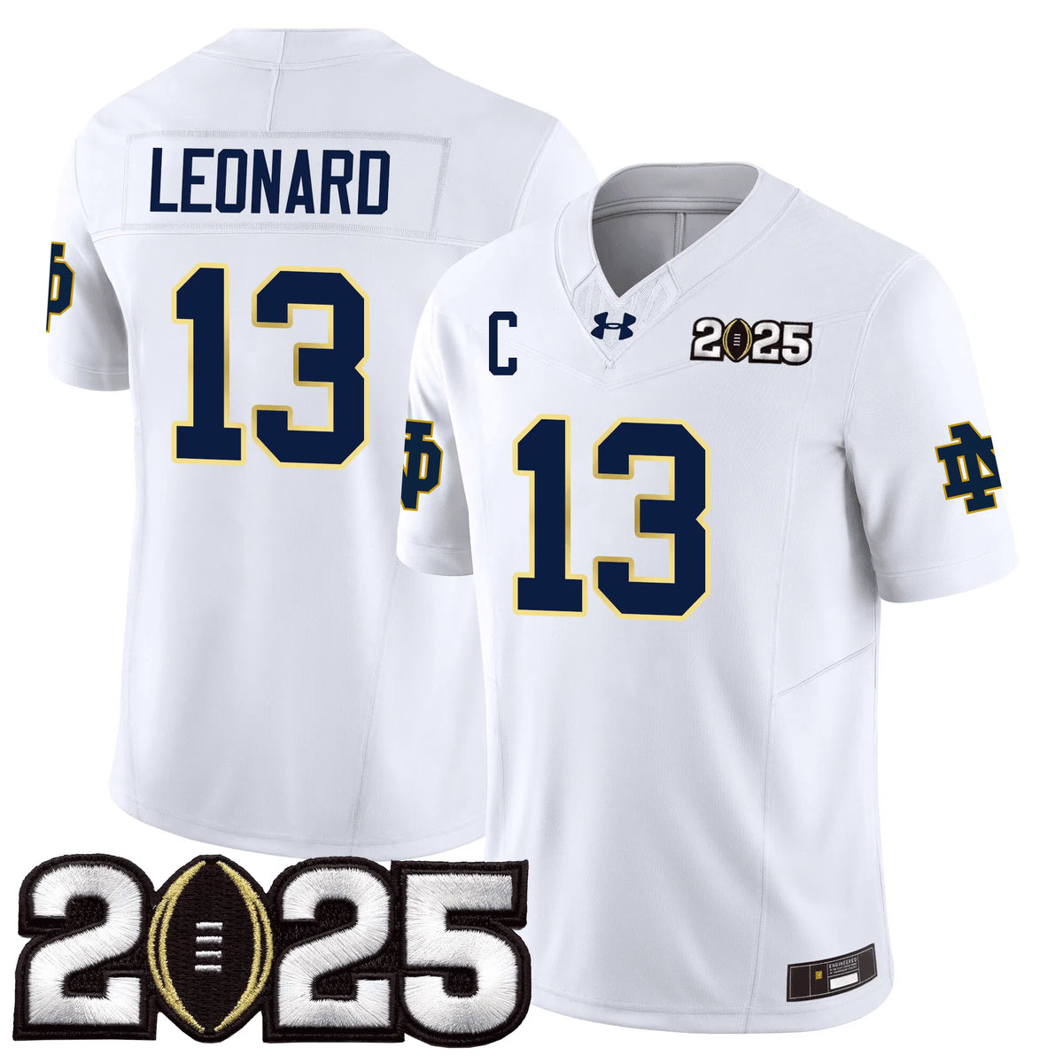 Personalized NDFI 24/25 Jersey - CFP Final Patch - LEONARD - 13 / White Stitched