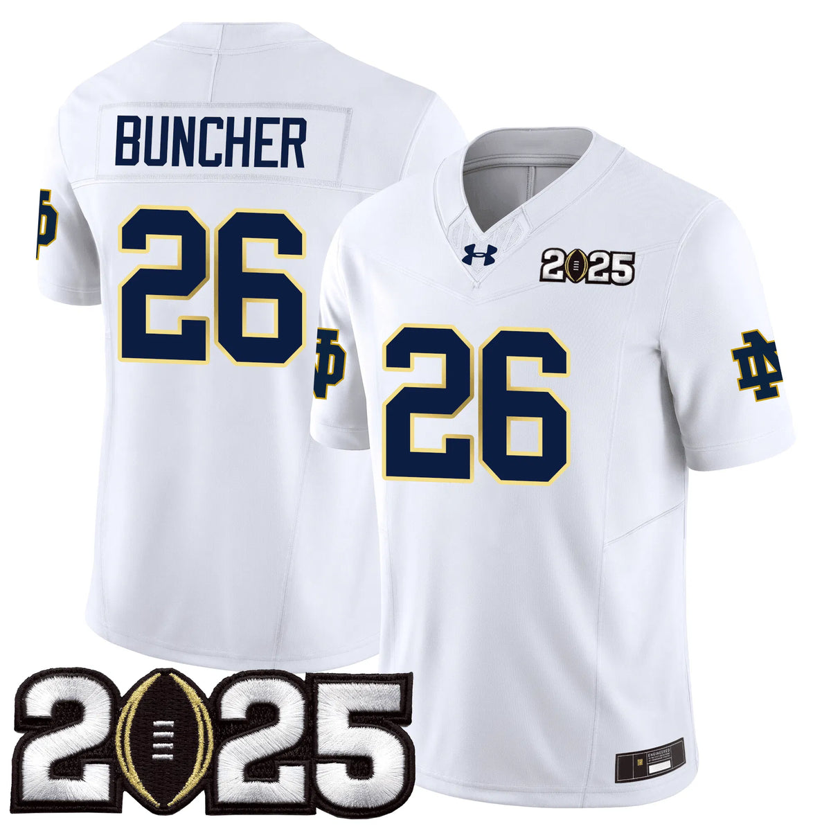 Personalized NDFI 24/25 Jersey - CFP Final Patch - BUNCHER - 26 / White Stitched