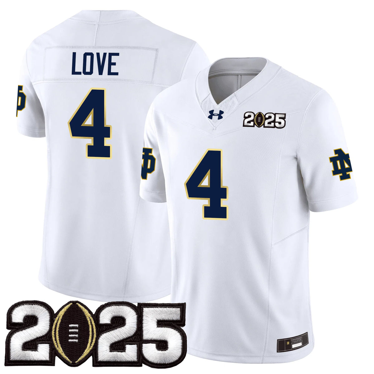 Personalized NDFI 24/25 Jersey - CFP Final Patch - LOVE - 4 / White Stitched
