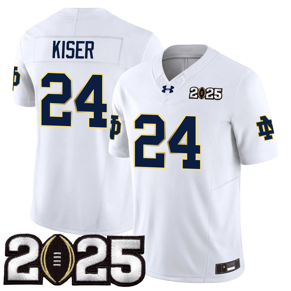 Personalized NDFI 24/25 Jersey - CFP Final Patch - KISER - 24 / White Stitched