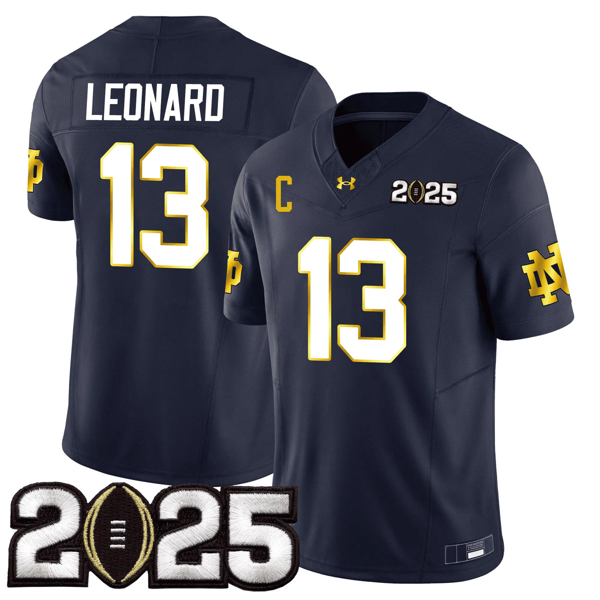 Personalized NDFI 24/25 Jersey - CFP Final Patch - LEONARD - 13 / Navy Stitched