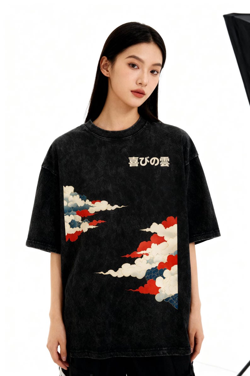 Japanese Clouds Oversize Snow Tee - Gift for friend