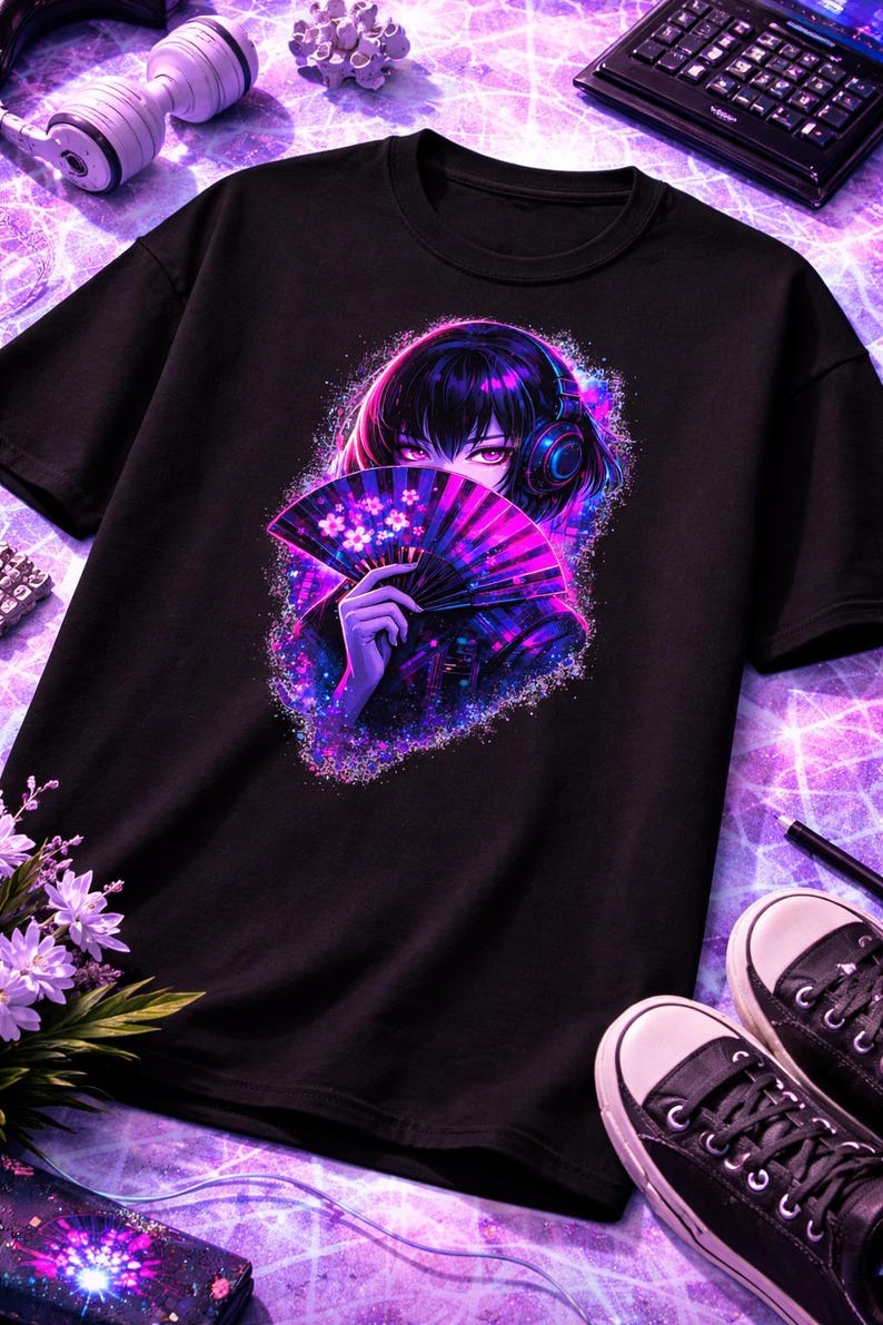 Japanese Cyberpunk Anime Girl Tee - Gift for friend