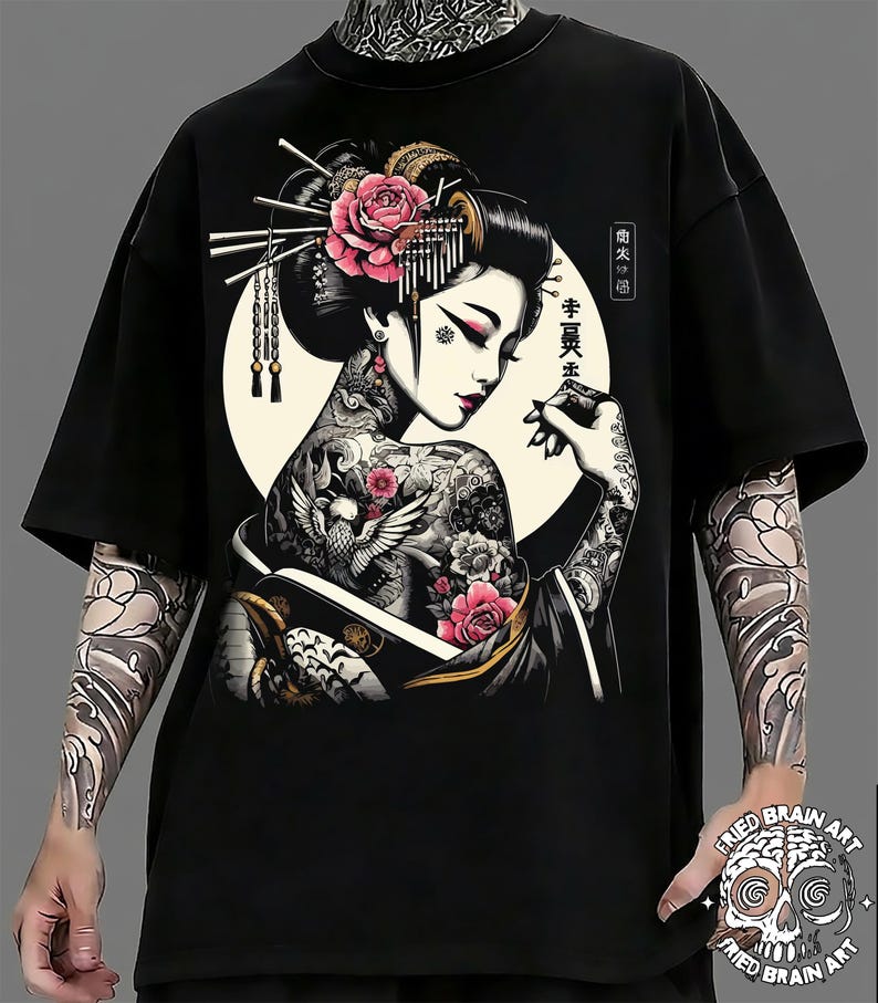 Japanese Tattooed Geisha Tee -  Gift for friend