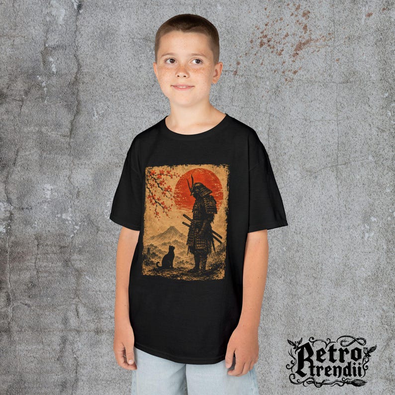 Vintage Samurai Black Cat Tee- Gift for friends