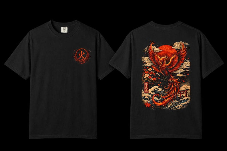 Japanese Phoenix Rising Tee - Gift for friends