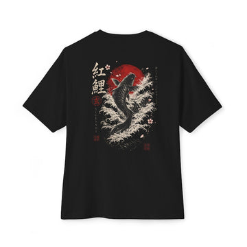 Japanese  Crimson Koi Unisex Oversized Tee - Gift for friends
